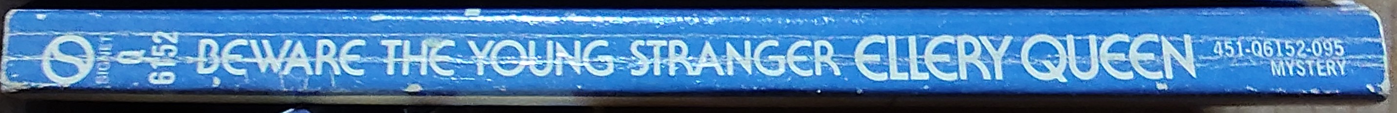 Ellery Queen  BEWARE THE YOUNG STRANGER spine of book image
