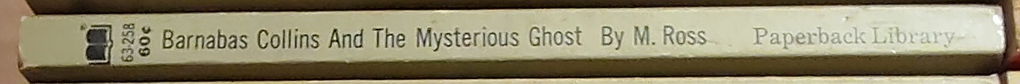 Marilyn Ross  BARNABAS COLLINS AND THE MYSTERIOUS GHOST spine of book image