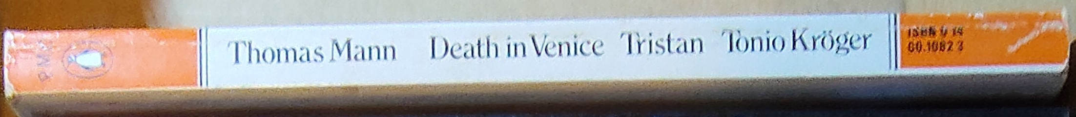 Thomas Mann  DEATH IN VENICE / TRISTAN / TONIO KROGER spine of book image