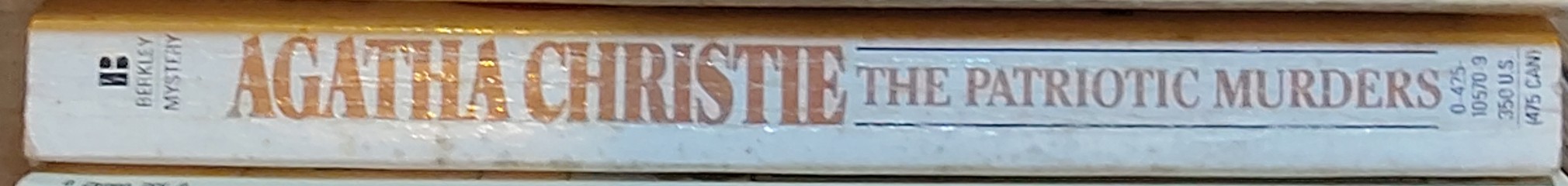 Agatha Christie  THE PATRIOTIC MURDERS [previously published as AN OVERDOSE OF DEATH] spine of book image