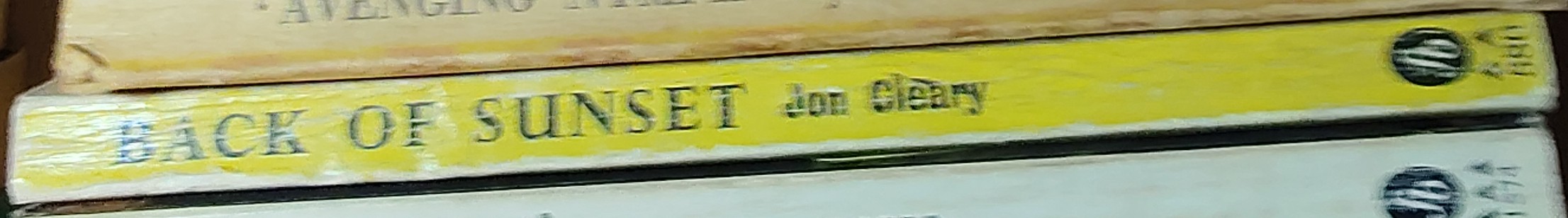 Jon Cleary  BACK OF SUNSET spine of book image