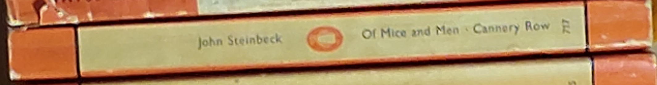 John Steinbeck  OF MICE AND MEN and CANNERY ROW spine of book image