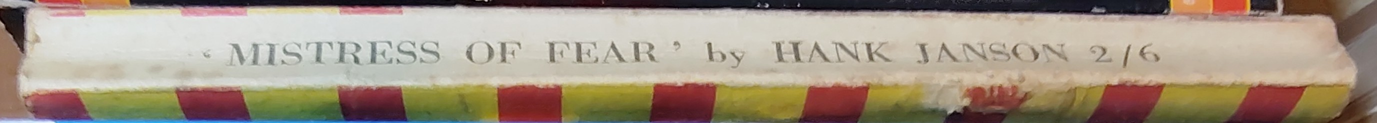 Hank Janson  MISTRESS OF FEAR spine of book image