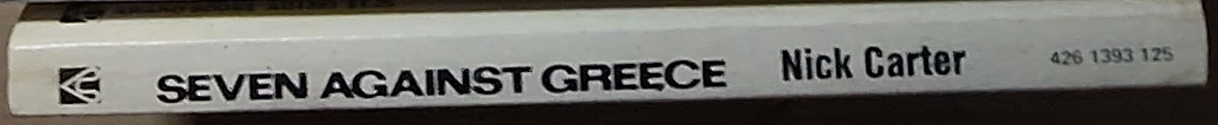 Nick Carter  SEVEN AGAINST GREECE spine of book image