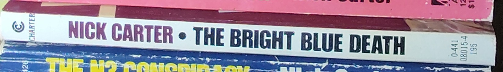 Nick Carter  THE BRIGHT BLUE DEATH spine of book image