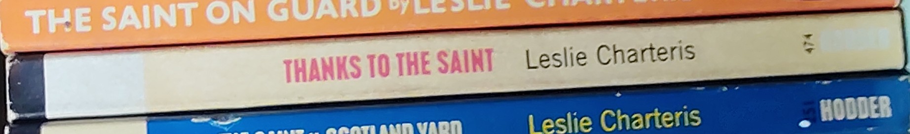 Leslie Charteris  THANKS TO THE SAINT spine of book image